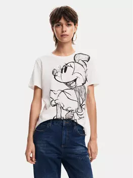 Футболка стандартного кроя Desigual, экрю