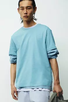 Футболка стандартного кроя H&M, бирюзовый