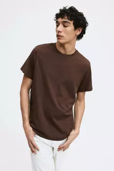 Футболка стандартного кроя H&M, коричневый