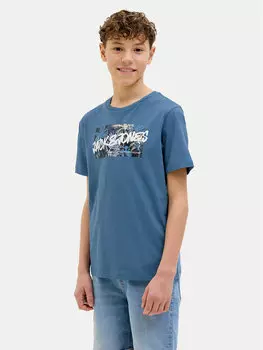 Футболка стандартного кроя Hawaii 12269916 Jack&Jones Junior, синий