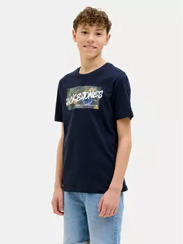 Футболка стандартного кроя Hawaii 12269916 Jack&Jones Junior, синий