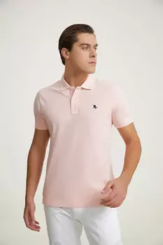 Футболка стандартного кроя из 100 % хлопка с текстурированной вышивкой и воротником-поло Salmon Pique D'S Damat, бежевый