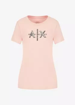 Футболка стандартного кроя из хлопкового джерси с логотипом Armani Exchange, розовый