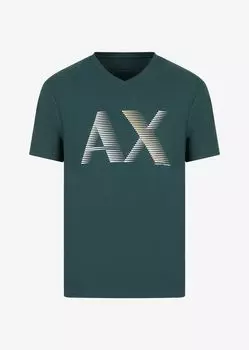 Футболка стандартного кроя из хлопкового джерси с логотипом Armani Exchange, зеленый