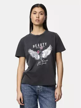 Футболка стандартного кроя Pieces, серый