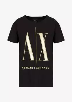 Футболка стандартного кроя с круглым вырезом и логотипом Icon Armani Exchange, черный