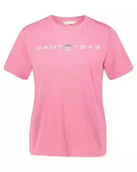 Футболка стандартного кроя с принтом и графикой Gant, розовый