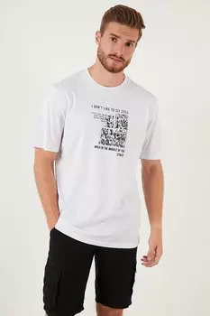 Футболка стандартного кроя с принтом из 100 % хлопка с круглым вырезом 5727404 Buratti, белый