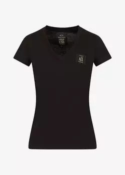 Футболка стандартного кроя с v-образным вырезом и логотипом Icon Armani Exchange, черный