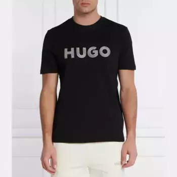 Футболка стандартного кроя с вышивкой крючком Hugo, черный