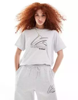 Футболка стандартного кроя со спортивным графическим принтом ASOS серого цвета вереска