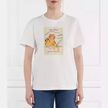 Футболка стандартного кроя тигрового цвета Twin-Set, белый