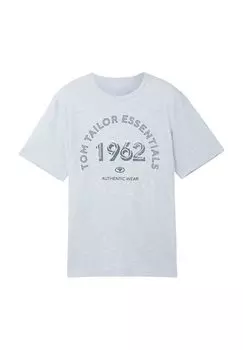 Футболка, стандартный крой, с рисунком, мужская TOM TAILOR, цвет 34964 Foggy Blue