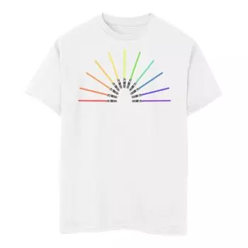 Футболка Star Wars Pride Rainbow Lightsabers для мальчиков 8–20 лет Licensed Character, белый