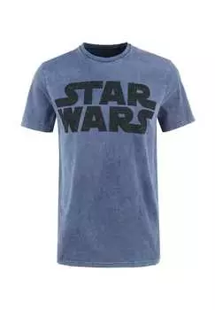 Футболка Star Wars Vintage Logo со стильным принтом логотипа Star Wars Re:Covered, синий