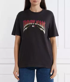 Футболка стираная tj rock Relaxed fit Tommy Jeans, черный