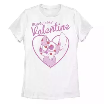 Футболка Stitch Is My Valentine с рисунком «Лило и Стич» для юниоров «Лило и Стич» ко Дню святого Валентина Licensed Character