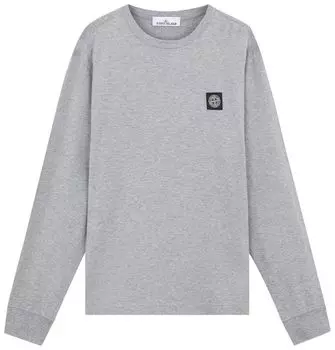 Футболка Stone Island Compass Patch Logo Long-Sleeve T-Shirt 'Melange Grey', серый