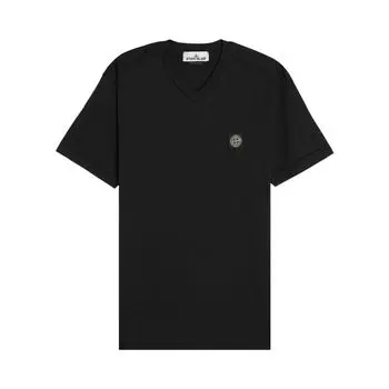Футболка Stone Island Compass Patch Logo V-Neck T-Shirt 'Black', черный