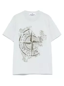 Футболка Stone Island Junior с принтом в виде компаса, синий