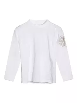 Футболка Stone Island Junior с вышитым компасом, белый