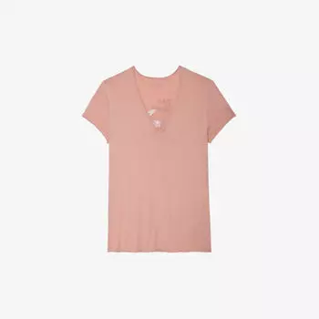 Футболка Story из органического хлопка с V-образным вырезом и сетчатым узором Zadig&Voltaire, розовый