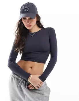 Футболка STR Sculpt с длинными рукавами темно-синего цвета Stradivarius