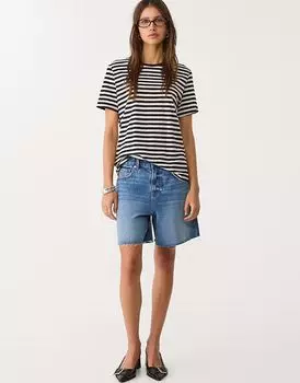 Футболка Stradivarius basic прямого кроя с круглым вырезом в полоску черного цвета