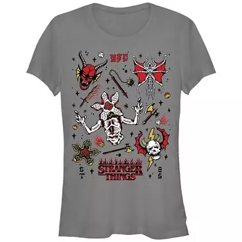 Футболка Stranger Things для юниоров с графическим рисунком Stranger Flash Sheet Monsters Licensed Character, цвет Charcoal