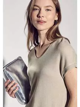 Футболка Street One, цвет glitzernes v-neck shirt' beige