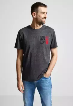 Футболка STREET ONE MEN из мягкой смеси хлопка, цвет Smoke Grey Melange