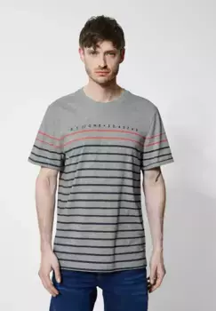 Футболка STREET ONE MEN, микс в полоску, серый