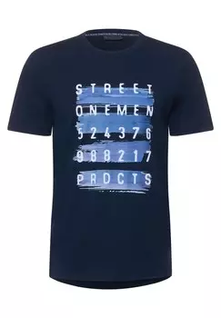 Футболка Street One MEN, темно-синий/дымчато-синий/голубой