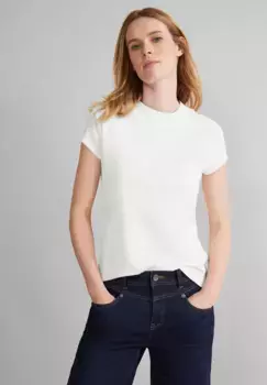 Футболка STREET ONE с воротником стойкой, кремовый