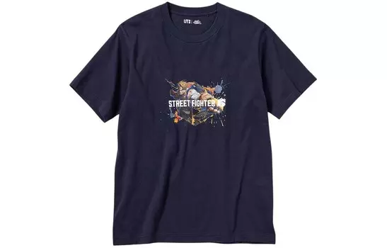 Футболка Streetk Street Fighter X унисекс темно-синяя Uniqlo, темно-синий