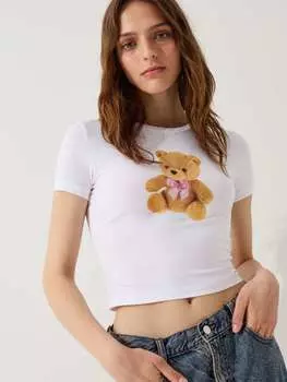 Футболка стрейч из хлопка с принтом B.Angel, цвет white print 2