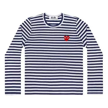 Футболка stripe small logo long sleeves tee 'blue white' Comme Des Garcons Play, белый