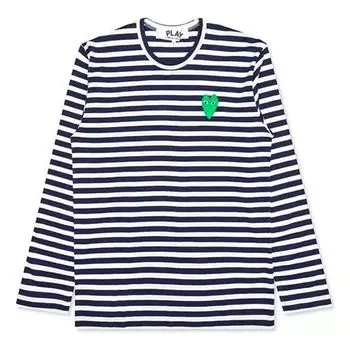 Футболка striped long heart long sleeves tee 'navy white' Comme Des Garcons Play, белый