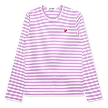 Футболка striped mini logo long sleeves tee 'pink' Comme Des Garcons Play, белый
