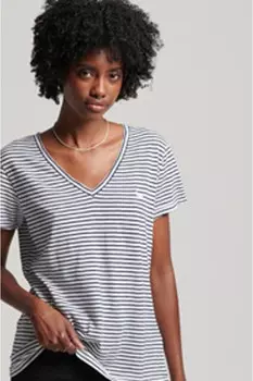 Футболка Studios с V-образным вырезом и вышивкой Superdry, синий