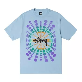 Футболка Stussy Atticus, окрашенная в пигмент, Небесно-голубой