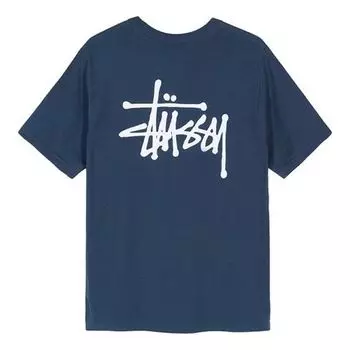 Футболка Stussy Basic Tee Classic Printing Short Sleeve Unisex Navy Blue, синий