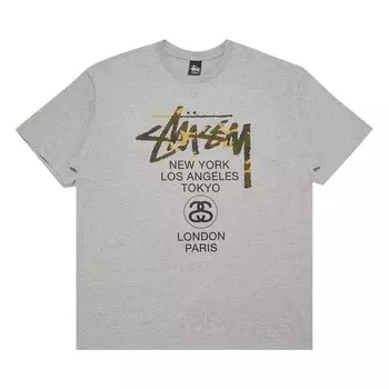 Футболка Stussy Camo World Tour Grey Heather