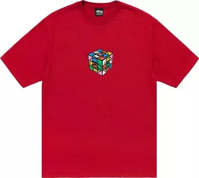 Футболка Stussy Cube Tee 'Dark Red', красный