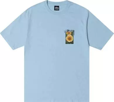 Футболка Stussy Flower Grid Pigment Dyed Tee 'Sky Blue', синий