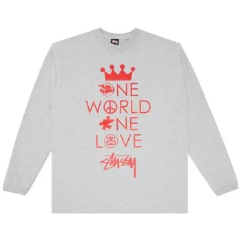 Футболка Stussy Gear One World One Love Long-Sleeve 'Grey Heather', серый