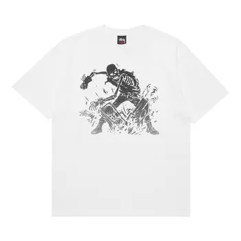Футболка Stussy Gear Skull Man Broken 'White', белый