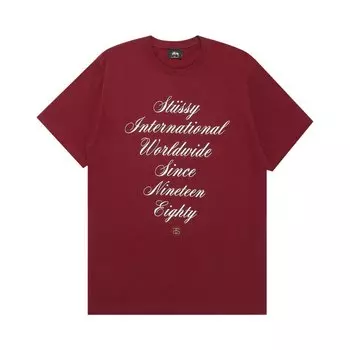 Футболка Stussy International Script 'Dark Red', красный
