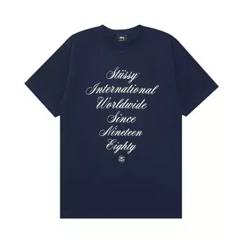 Футболка Stussy International Script 'Navy', синий