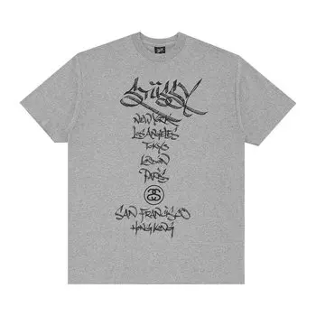 Футболка Stussy Japanese Font World Wide 'Grey Heather', серый